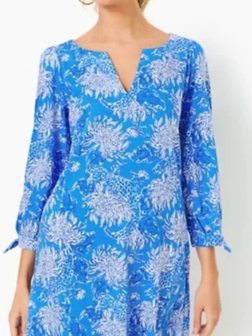 NWT Lilly Pulitzer Cath 3/4 Sleeve Dress Boca Blue Croc and Lock It Large NEW